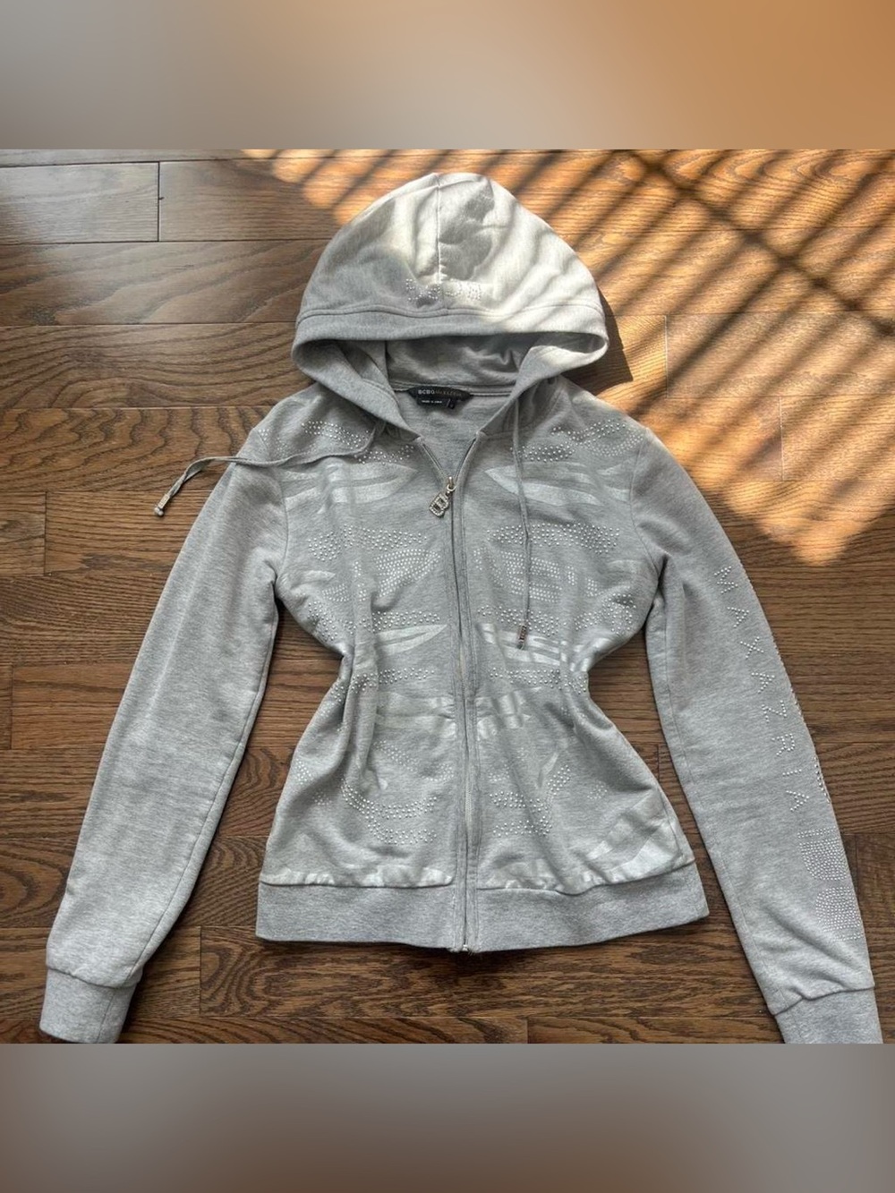 bcbg rhinestone blinged out y2k vintage zip up